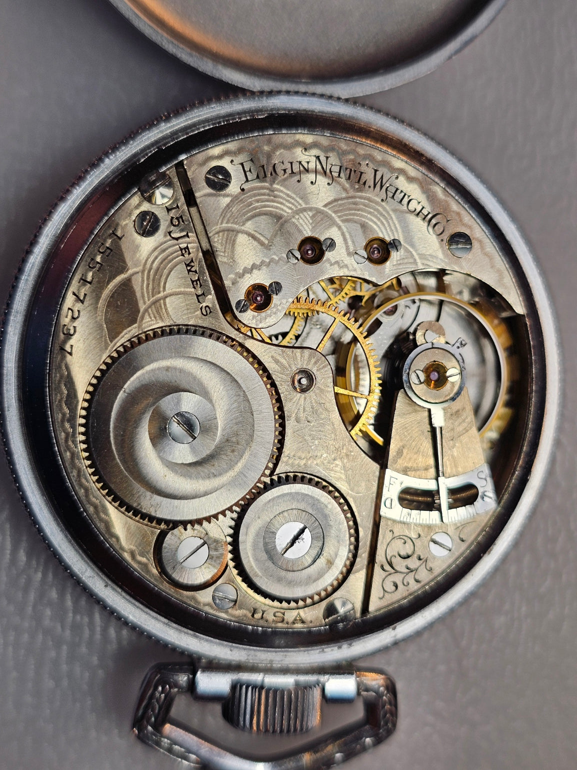 1911 Vintage Elgin Jewel Pocket Watch / Grade 313 / Size 16S SERVICED Keeps Time